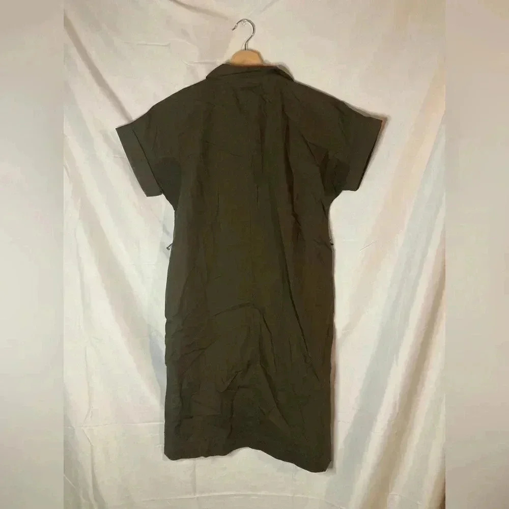 Talbots Army green button dress - Picture 5 of 6